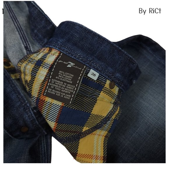 7 For All Mankind Flynt Bootcut Women's Jeans Size 27x30 Flare Low Rise Zip Blue - Picture 8 of 9